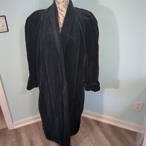 Vintage JS Collections 80s Glam Goth Black Velvet Evening Swing Coat medium